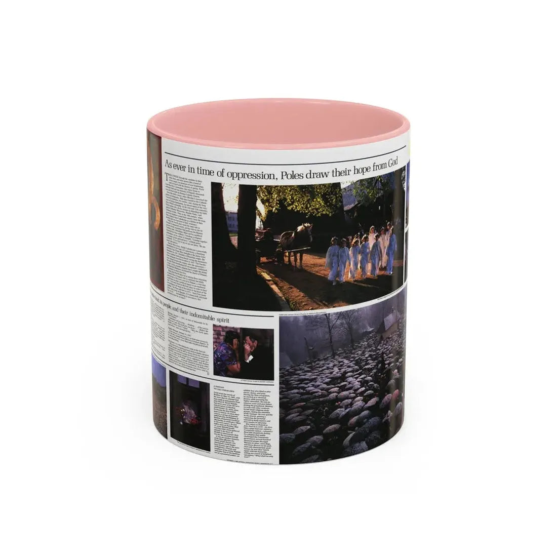 Poland - The Face and Faith 2 (1982) (Map) Accent Coffee Mug 11oz Pink - Go Mug Yourself
