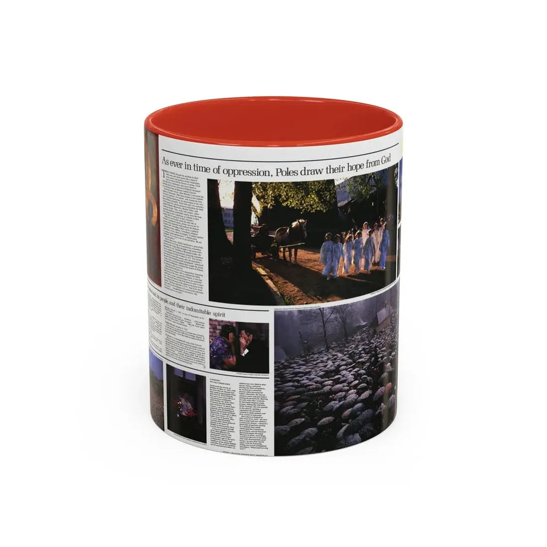 Poland - The Face and Faith 2 (1982) (Map) Accent Coffee Mug 11oz Red - Go Mug Yourself