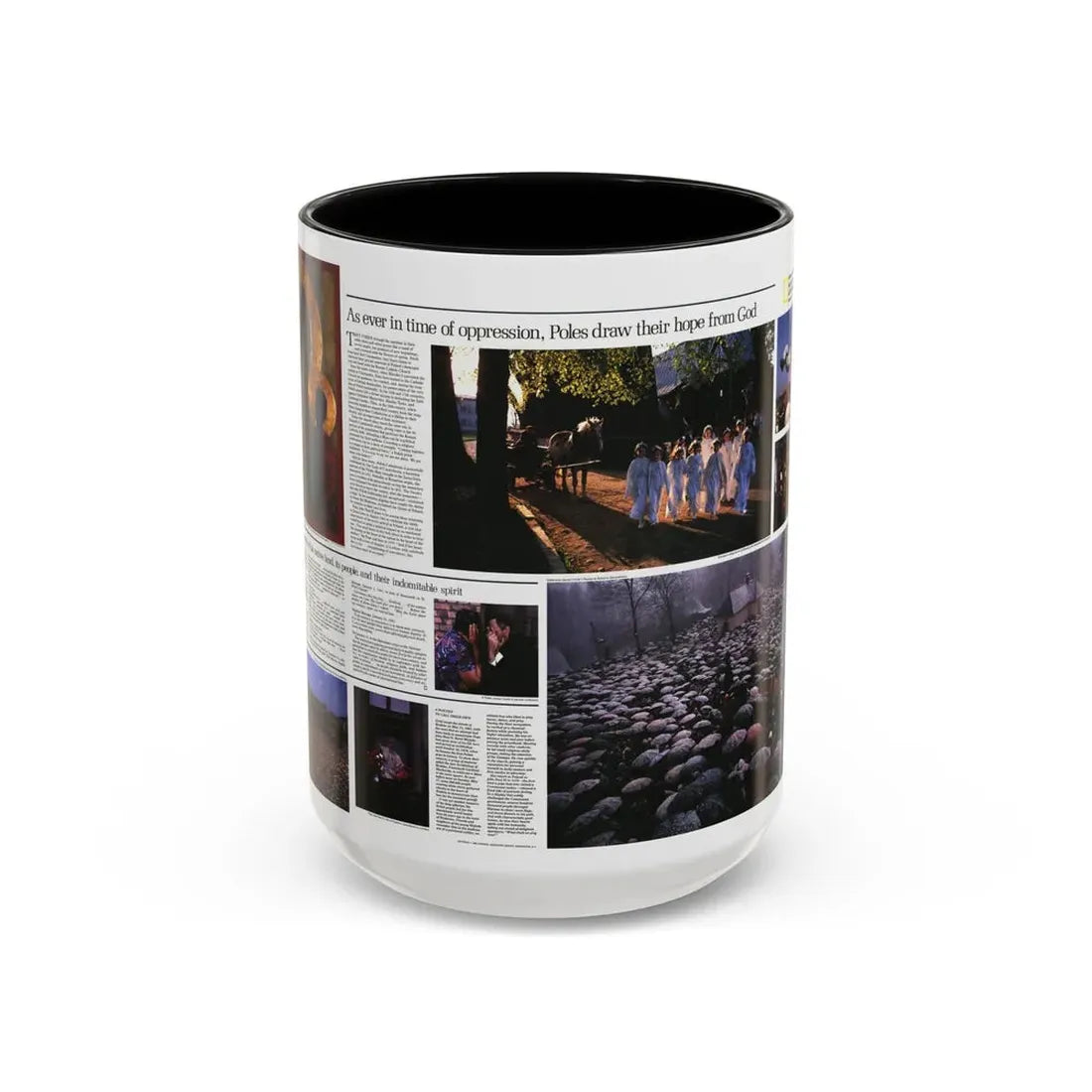 Poland - The Face and Faith 2 (1982) (Map) Accent Coffee Mug 15oz Black - Go Mug Yourself