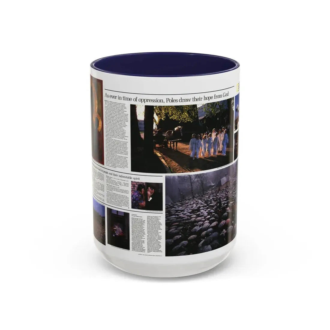Poland - The Face and Faith 2 (1982) (Map) Accent Coffee Mug 15oz Navy - Go Mug Yourself