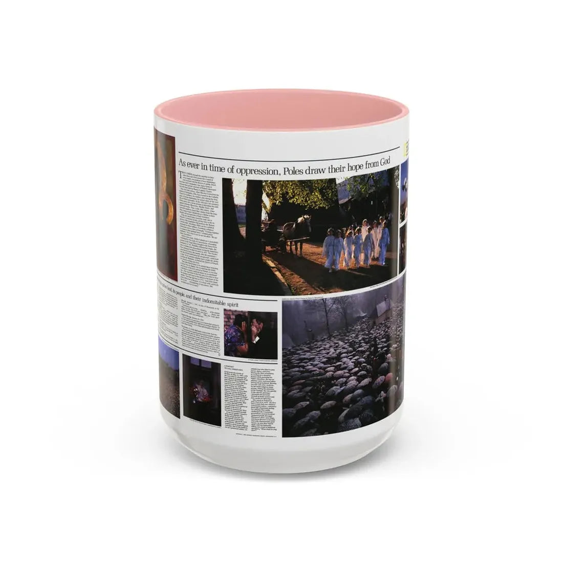 Poland - The Face and Faith 2 (1982) (Map) Accent Coffee Mug 15oz Pink - Go Mug Yourself