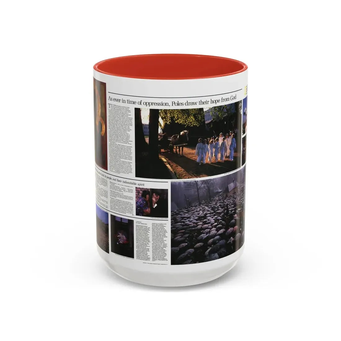 Poland - The Face and Faith 2 (1982) (Map) Accent Coffee Mug 15oz Red - Go Mug Yourself