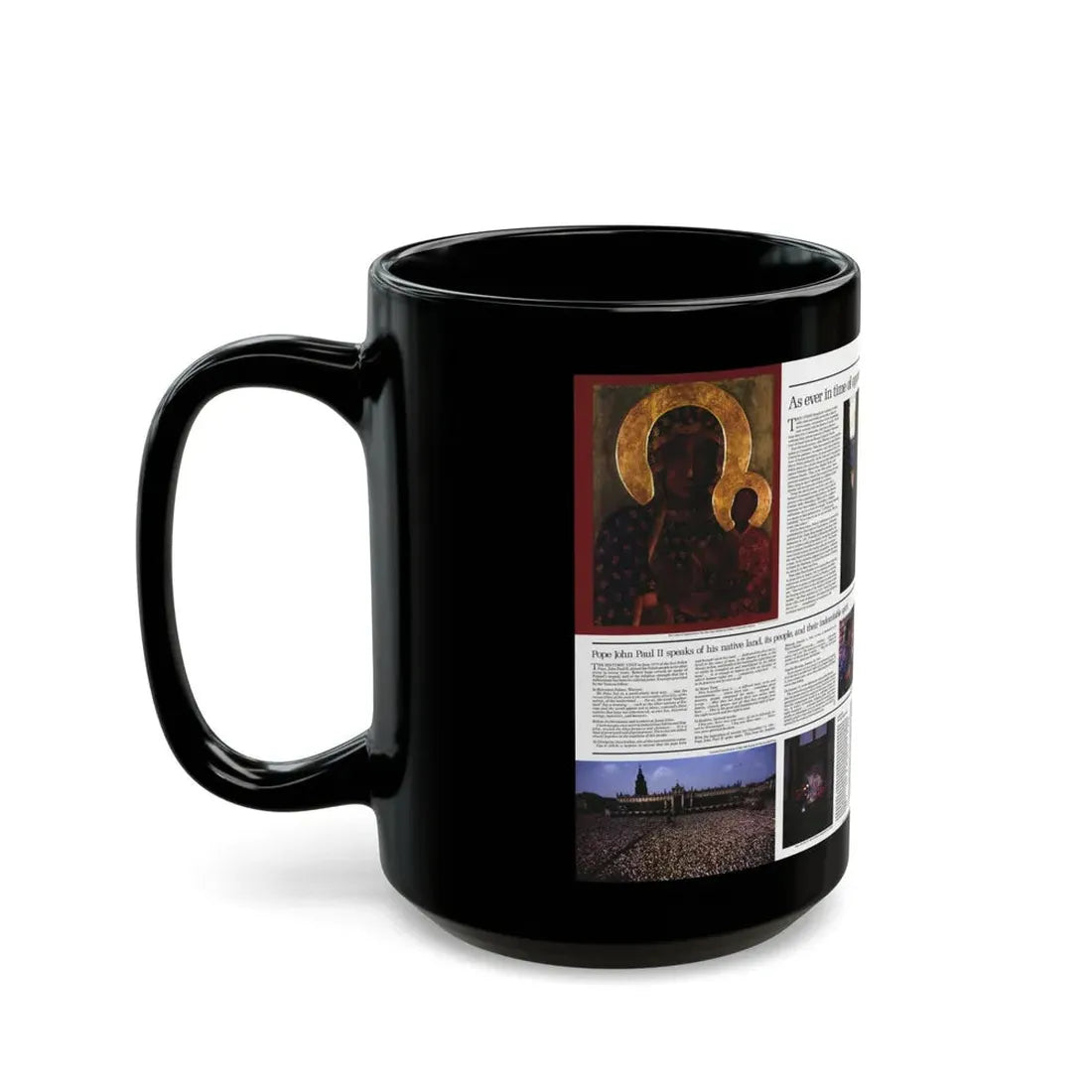 Poland - The Face and Faith 2 (1982) (Map) Black Coffee Mug - Go Mug Yourself