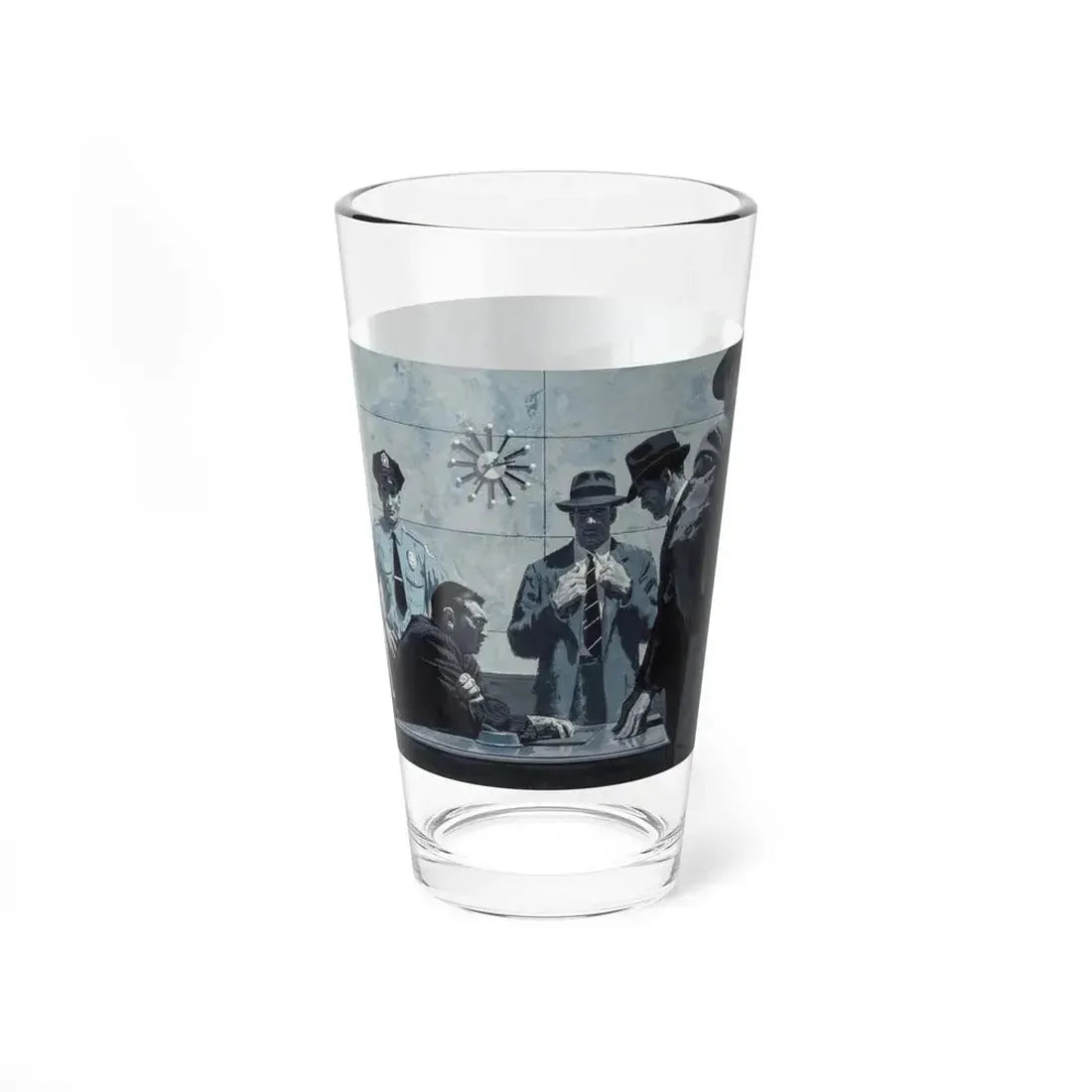 Police Station, Argosy magazine interior story illustration, 1957 (Magazine Illustration) Pint Glass 16oz - Go Mug Yourself