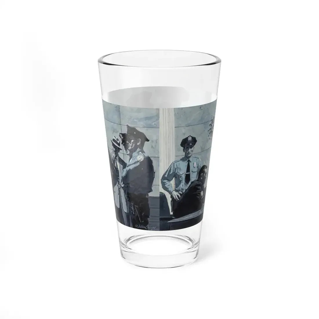 Police Station, Argosy magazine interior story illustration, 1957 (Magazine Illustration) Pint Glass 16oz - Go Mug Yourself