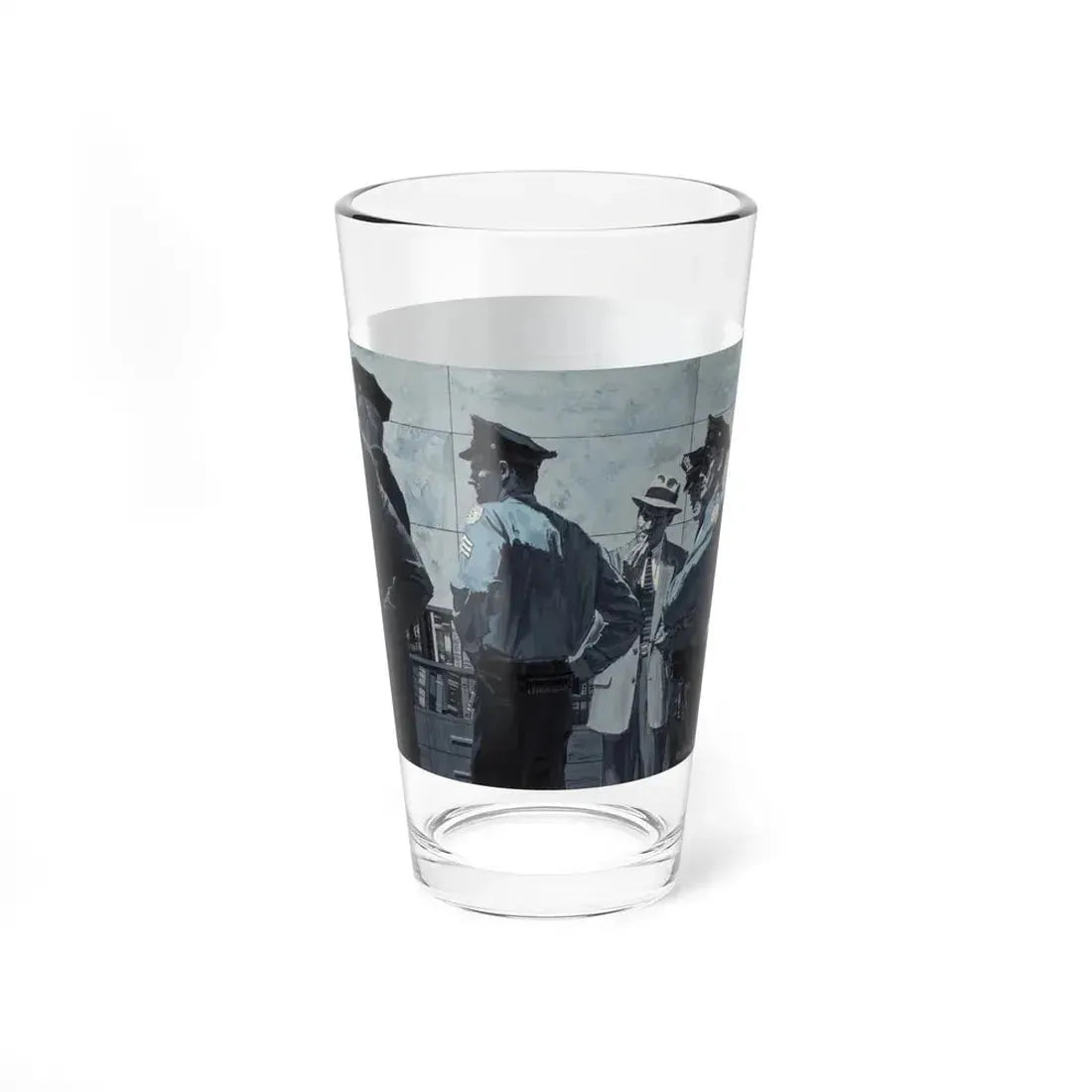 Police Station, Argosy magazine interior story illustration, 1957 (Magazine Illustration) Pint Glass 16oz - Go Mug Yourself