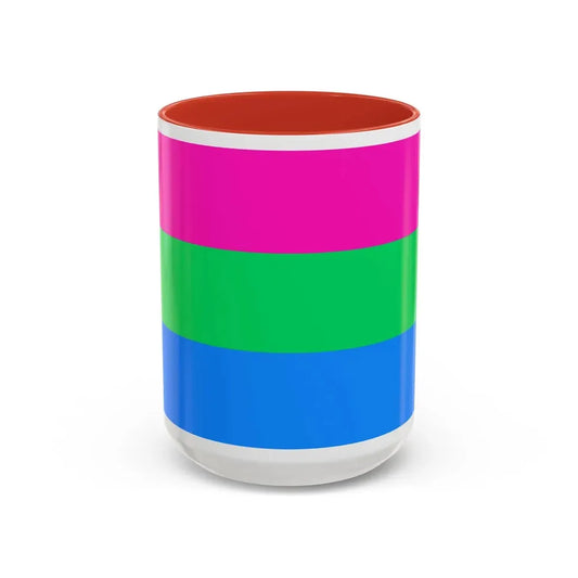 Polysexuality Pride Flag - Accent Coffee Mug 15oz Red - Go Mug Yourself