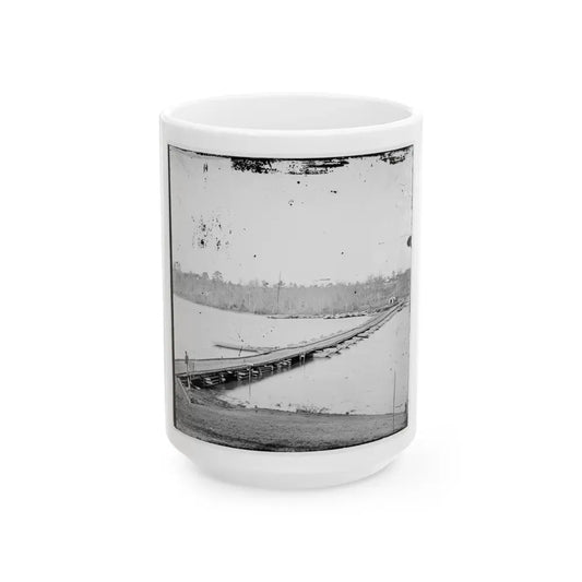 Pontoon Bridge Across The James River-2 (U.S. Civil War) White Coffee Mug 15oz - Go Mug Yourself