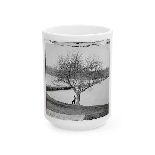 Pontoon Bridge Across The James River (U.S. Civil War) White Coffee Mug 15oz - Go Mug Yourself