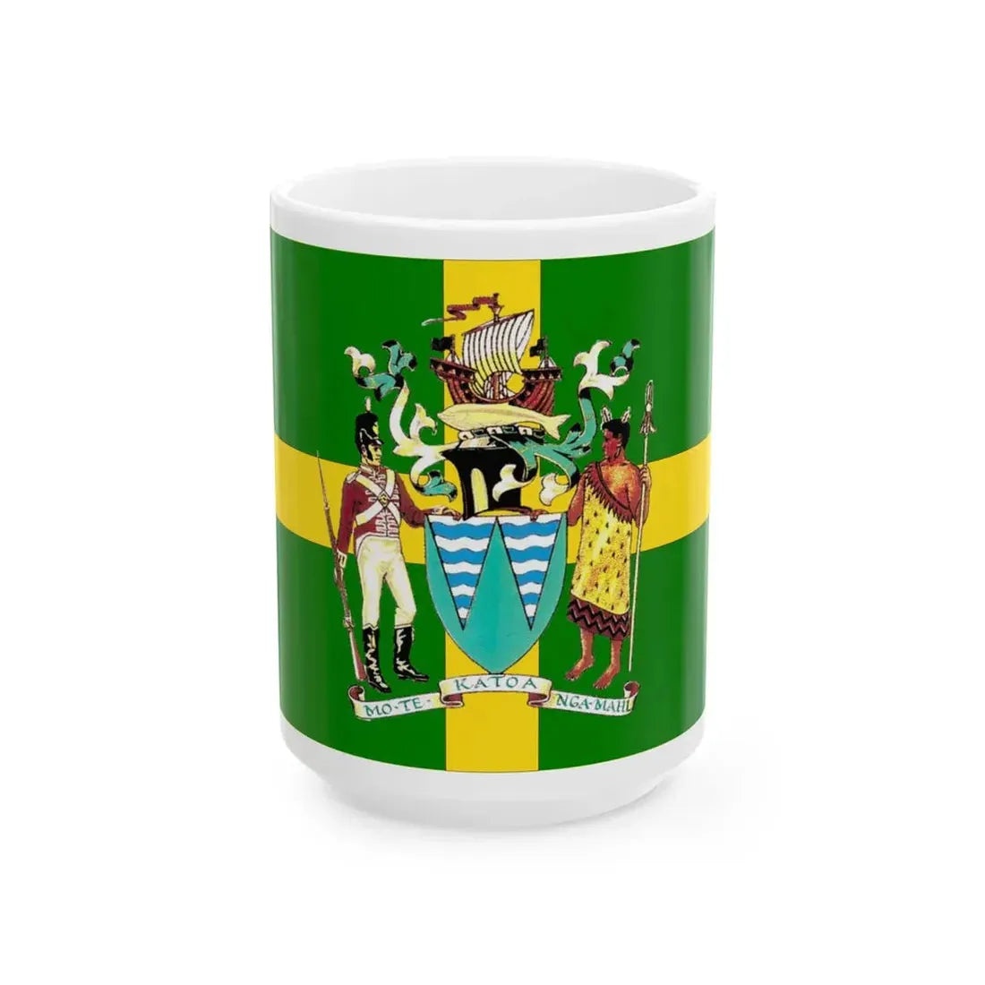 Porirua flag 1978-1989 (New Zealand) White Coffee Mug 15oz - Go Mug Yourself