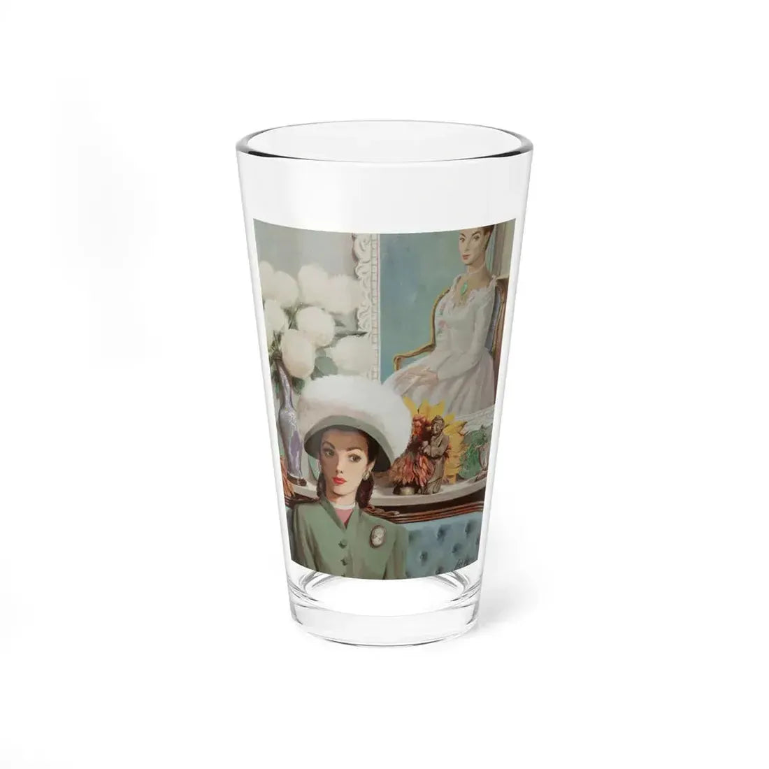 Portrait of a Seated Woman, story illustration (Magazine Illustration) Pint Glass 16oz 16oz - Go Mug Yourself
