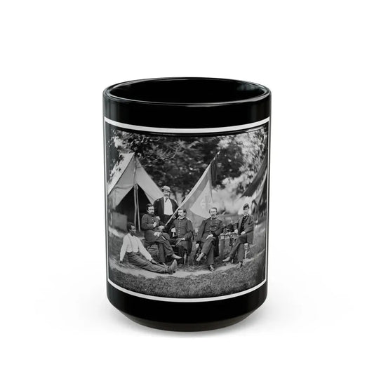Portrait Of Brig. Gen. Napoleon B. Mclaughlin, Officer Of The Federal Army, And Staff, Vicinity Of Washington, D.C. (U.S. Civil War) Black Coffee Mug 15oz - Go Mug Yourself