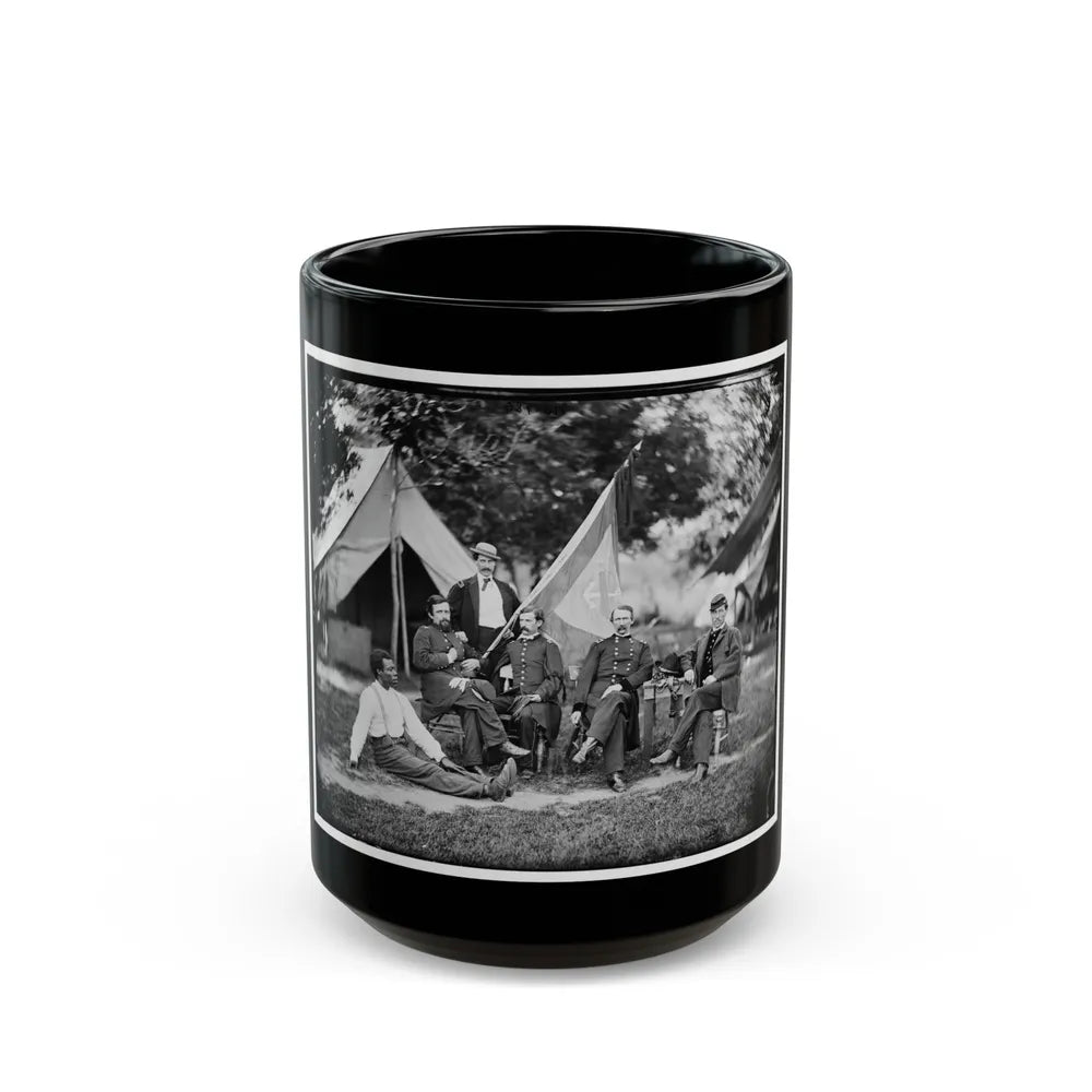 Portrait Of Brig. Gen. Napoleon B. Mclaughlin, Officer Of The Federal Army, And Staff, Vicinity Of Washington, D.C. (U.S. Civil War) Black Coffee Mug-15oz-Go Mug Yourself
