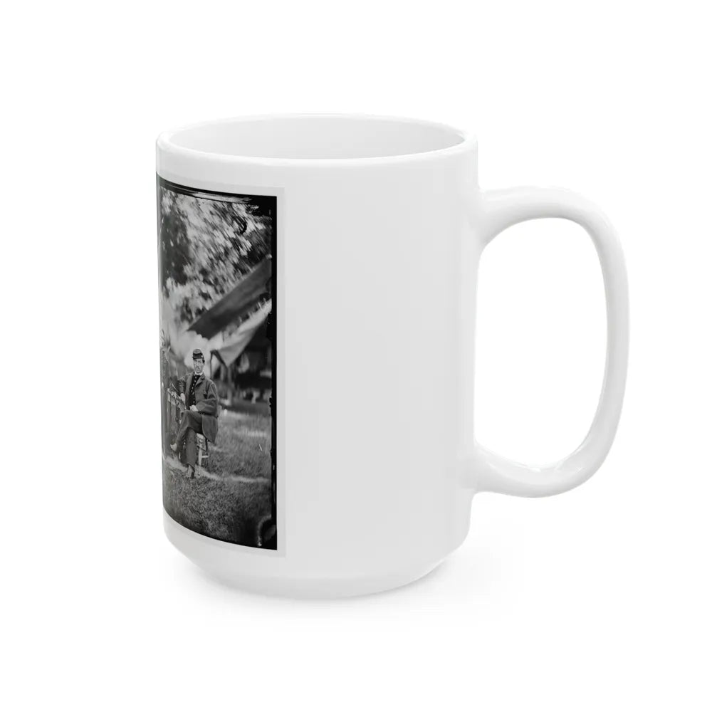 Portrait Of Brig. Gen. Napoleon B. Mclaughlin, Officer Of The Federal Army, And Staff, Vicinity Of Washington, D.C. (U.S. Civil War) White Coffee Mug-Go Mug Yourself
