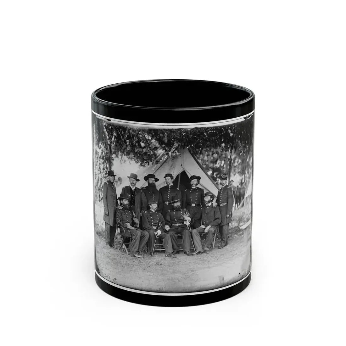 Portrait Of Maj. Gen. Jefferson Davis, Officer Of The Federal Army, And Staff, Washington, D.C. (U.S. Civil War) Black Coffee Mug 11oz - Go Mug Yourself