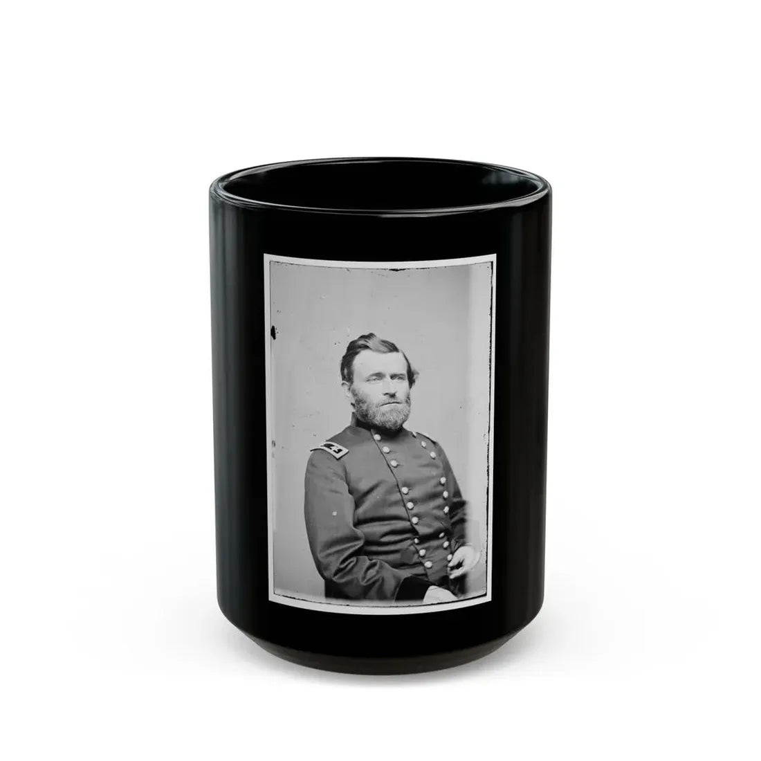 Portrait Of Maj. Gen. Ulysses S. Grant, Officer Of The Federal Army (U.S. Civil War) Black Coffee Mug 15oz - Go Mug Yourself