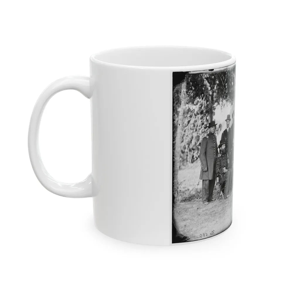 Portrait Of Maj. Gen. Jefferson Davis, Officer Of The Federal Army, And Staff, Washington, D.C. (U.S. Civil War) White Coffee Mug-Go Mug Yourself
