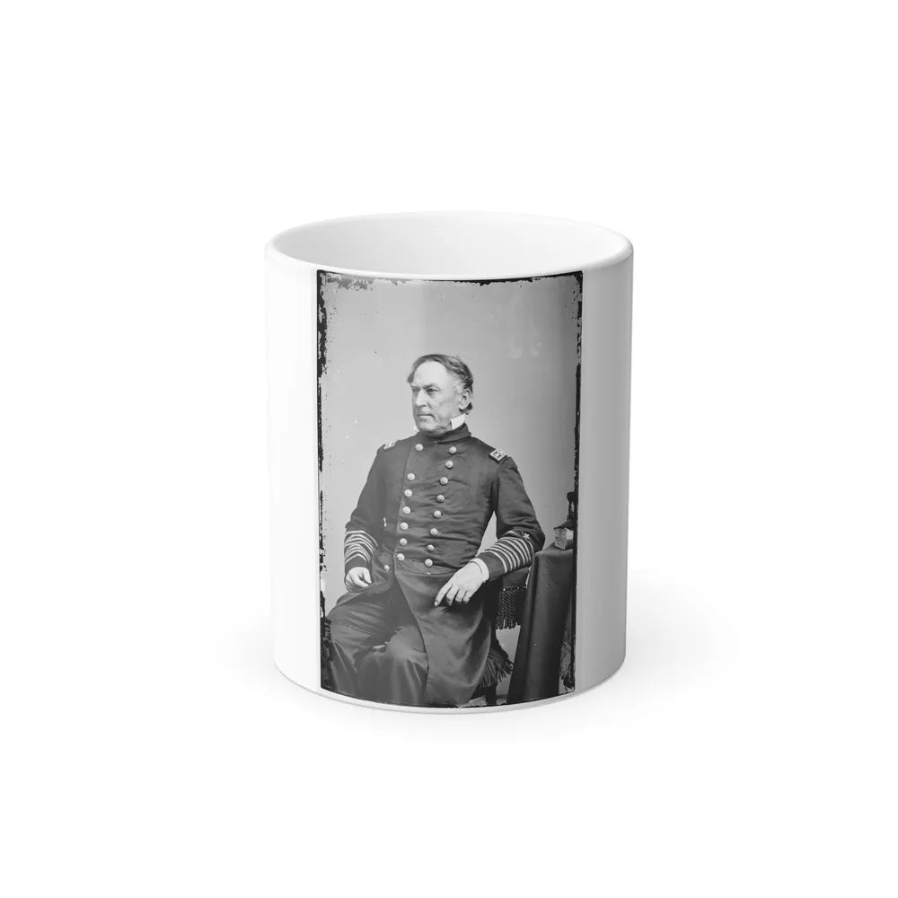 Portrait of Rear Adm. David G. Farragut, Officer of the Federal Navy (Vice Adm. From Dec. 3, 1864) (U.S. Civil War) Color Changing Coffee Mug 11oz-11oz-Go Mug Yourself