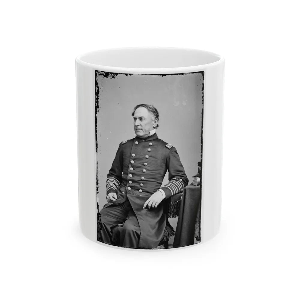 Portrait Of Rear Adm. David G. Farragut, Officer Of The Federal Navy (Vice Adm. From Dec. 3, 1864) (U.S. Civil War) White Coffee Mug-11oz-Go Mug Yourself