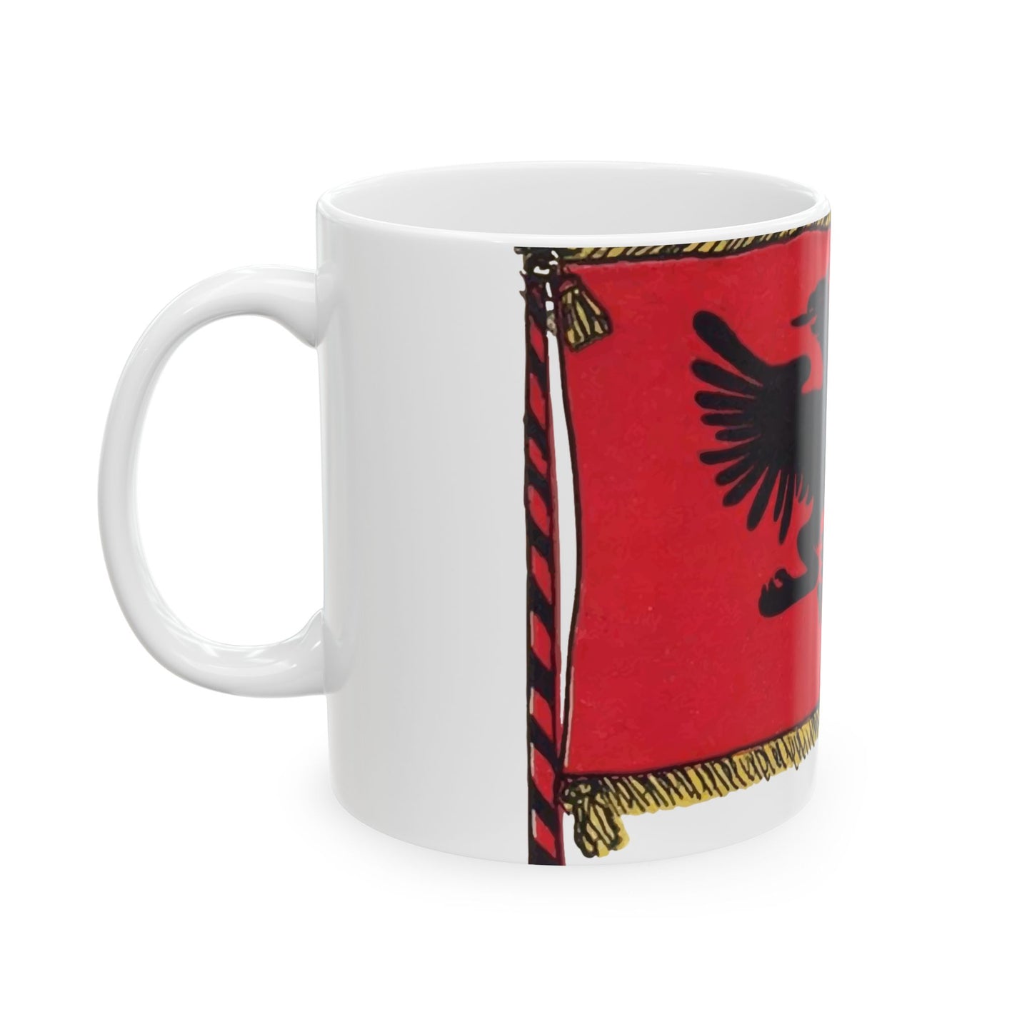 Postcard flag by Spiridon Ilo 1920 (Albania) White Coffee Mug-Go Mug Yourself