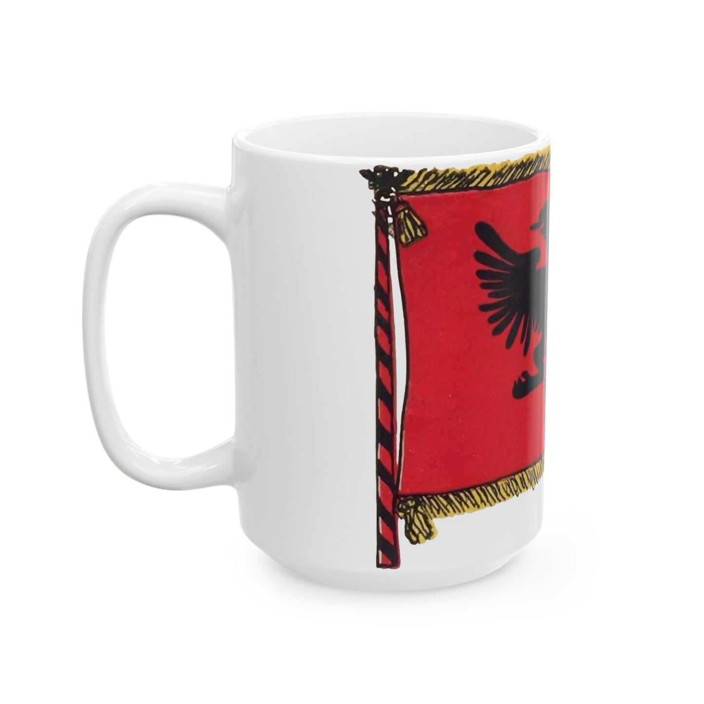 Postcard flag by Spiridon Ilo 1920 (Albania) White Coffee Mug-Go Mug Yourself