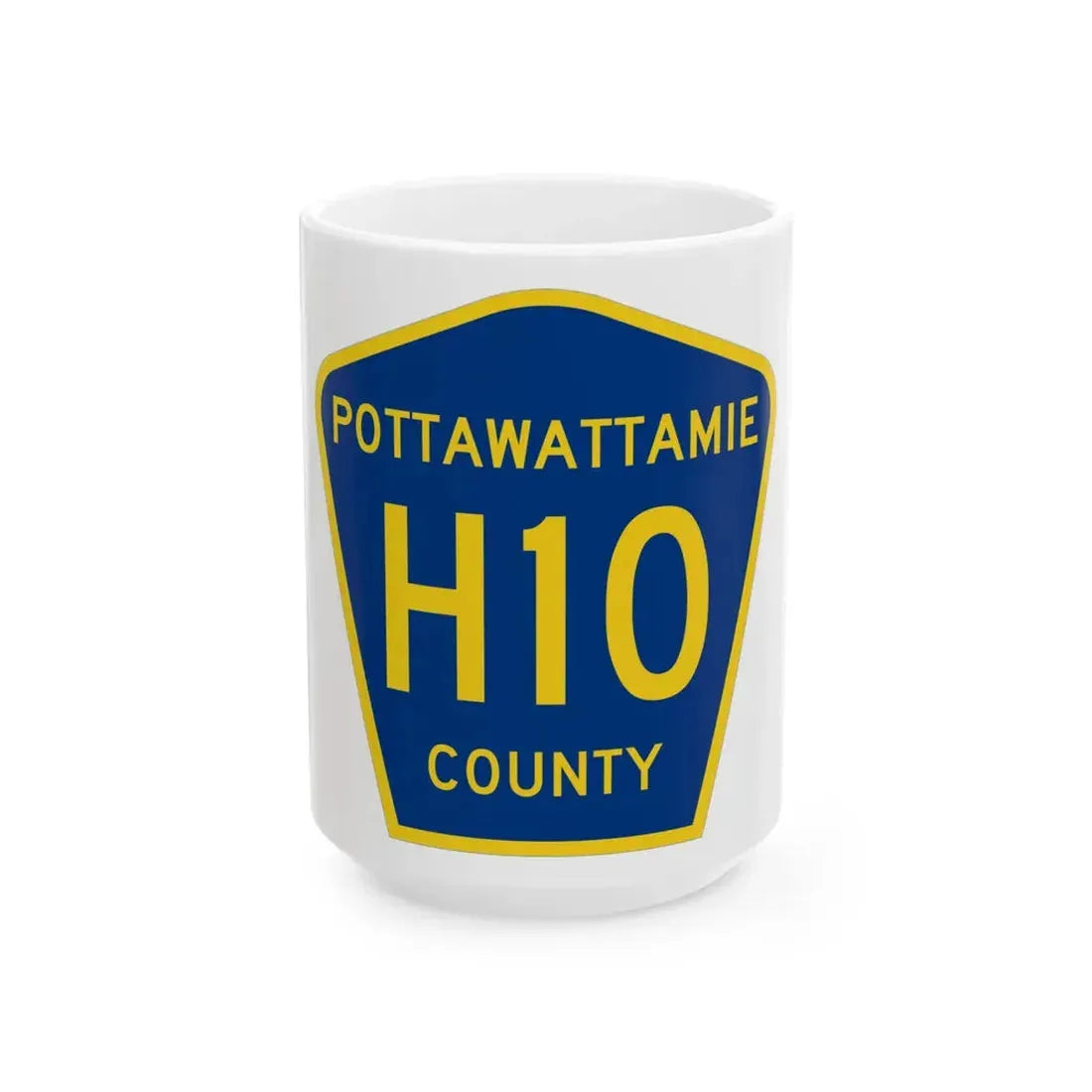 Pottawattamie County H10 (Iowa) (Road Sign) White Coffee Mug 15oz - Go Mug Yourself