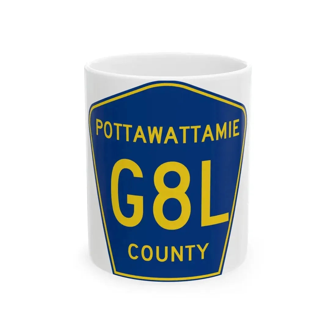 Pottawattamie County Route G8L IA (Iowa) (Road Sign) White Coffee Mug 11oz - Go Mug Yourself