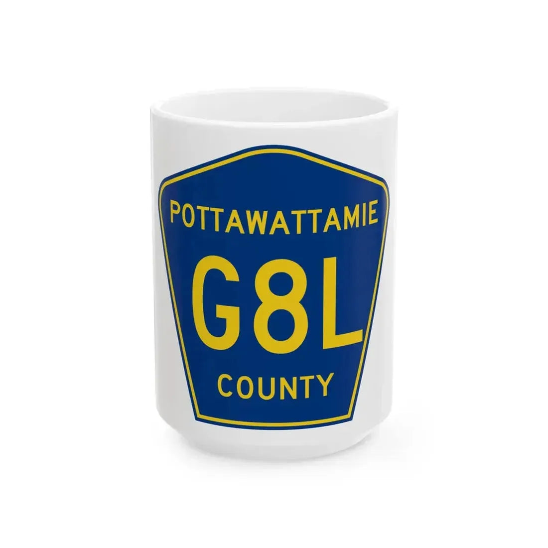 Pottawattamie County Route G8L IA (Iowa) (Road Sign) White Coffee Mug 15oz - Go Mug Yourself