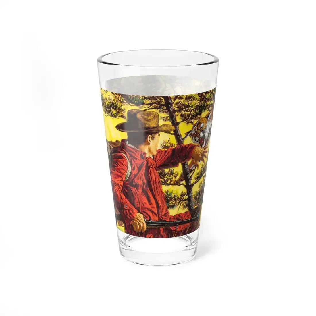 Pouncing Puma, Outdoor Life magazine story illustration, July 1967 (Magazine Illustration) Pint Glass 16oz - Go Mug Yourself