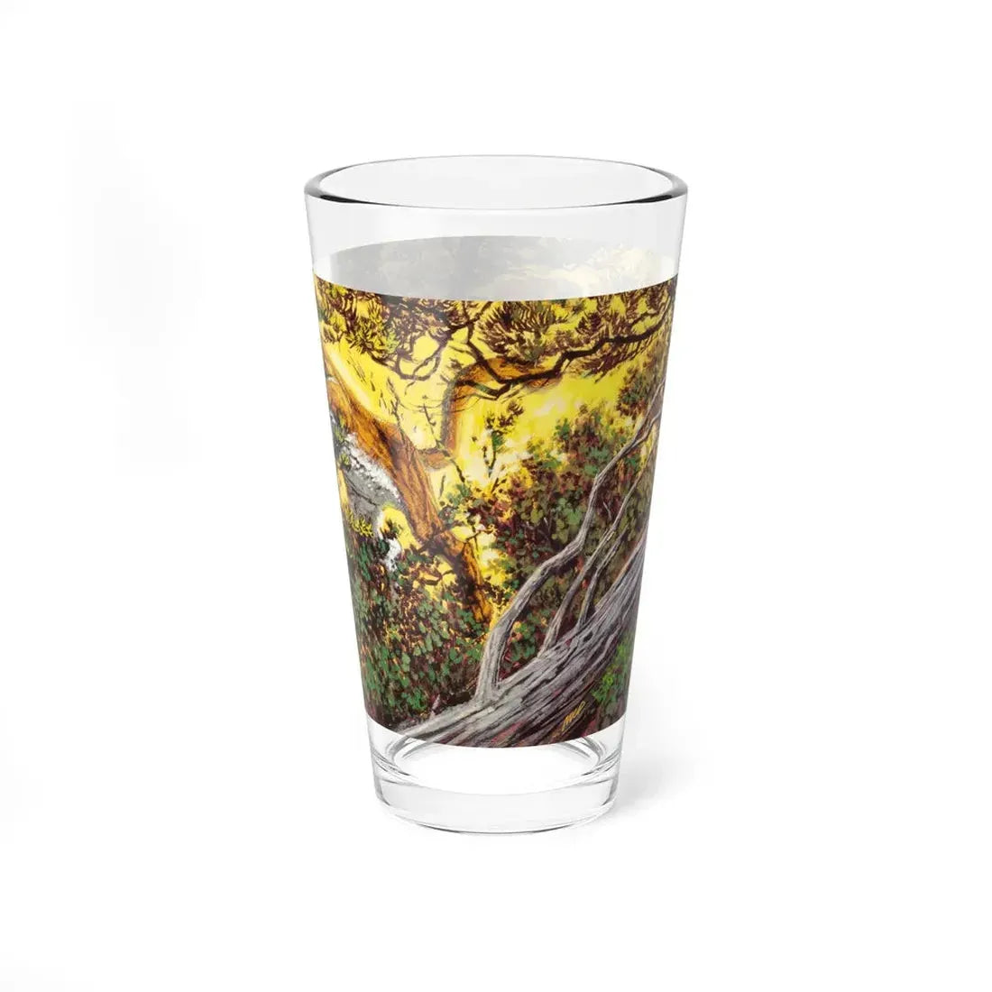 Pouncing Puma, Outdoor Life magazine story illustration, July 1967 (Magazine Illustration) Pint Glass 16oz - Go Mug Yourself