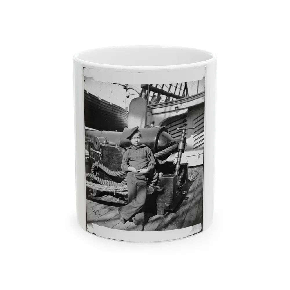 Powder Monkey By Gun Of U.S.S. New Hampshire Off Charleston, S.C. (U.S. Civil War) White Coffee Mug-11oz-Go Mug Yourself