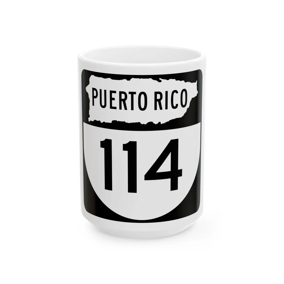 PR old 114 (Puerto Rico) (Road Sign) White Coffee Mug 15oz - Go Mug Yourself