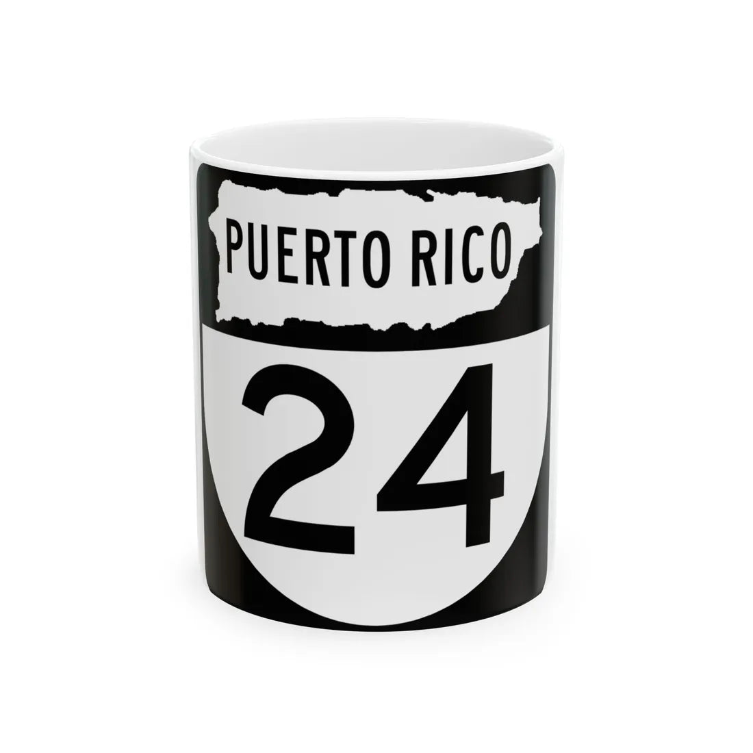 PR old 24 (Puerto Rico) (Road Sign) White Coffee Mug 11oz - Go Mug Yourself