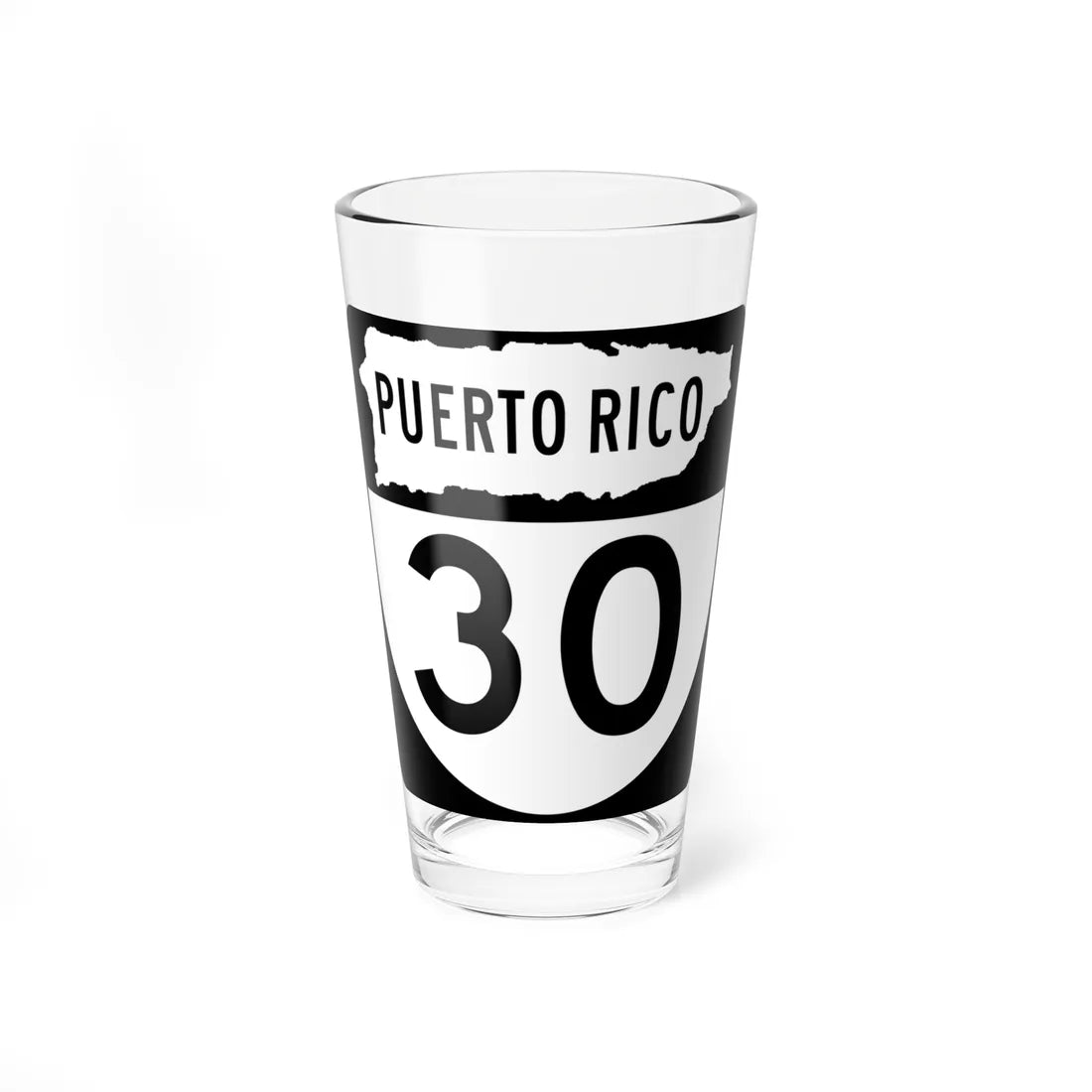 PR old 30 (Puerto Rico) (Road Sign) Pint Glass 16oz - Go Mug Yourself