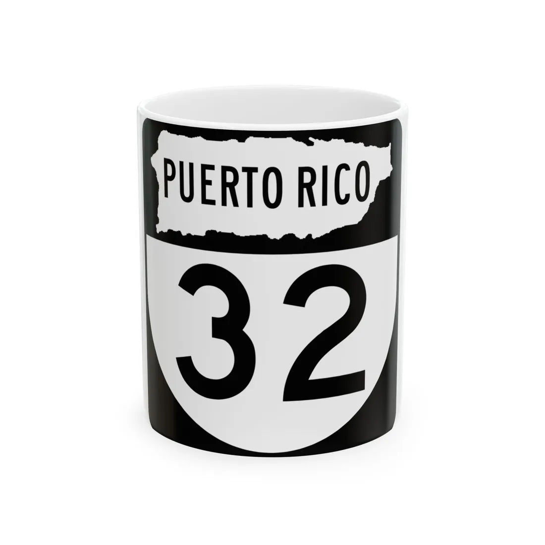 PR old 32 (Puerto Rico) (Road Sign) White Coffee Mug 11oz - Go Mug Yourself