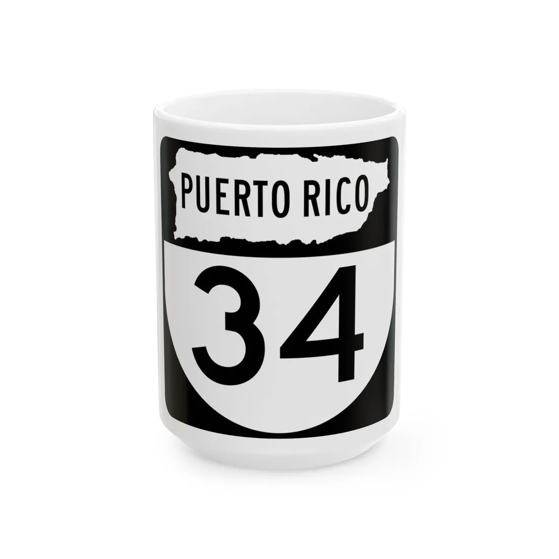 PR old 34 (Puerto Rico) (Road Sign) White Coffee Mug 15oz - Go Mug Yourself