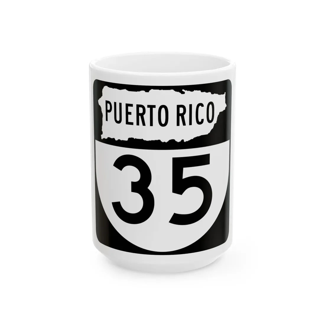 PR old 35 (Puerto Rico) (Road Sign) White Coffee Mug 15oz - Go Mug Yourself