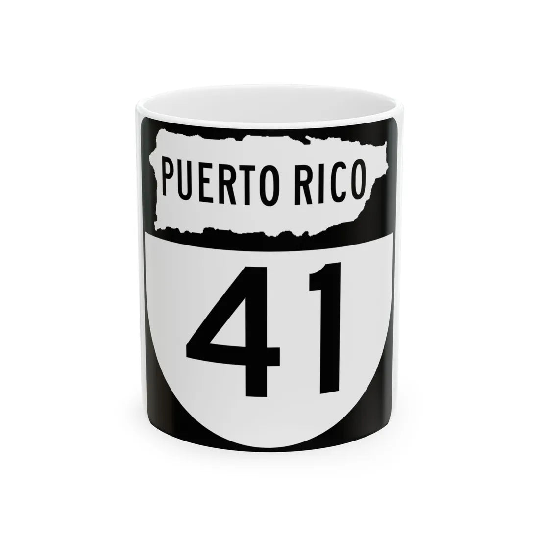 PR old 41 (Puerto Rico) (Road Sign) White Coffee Mug 11oz - Go Mug Yourself