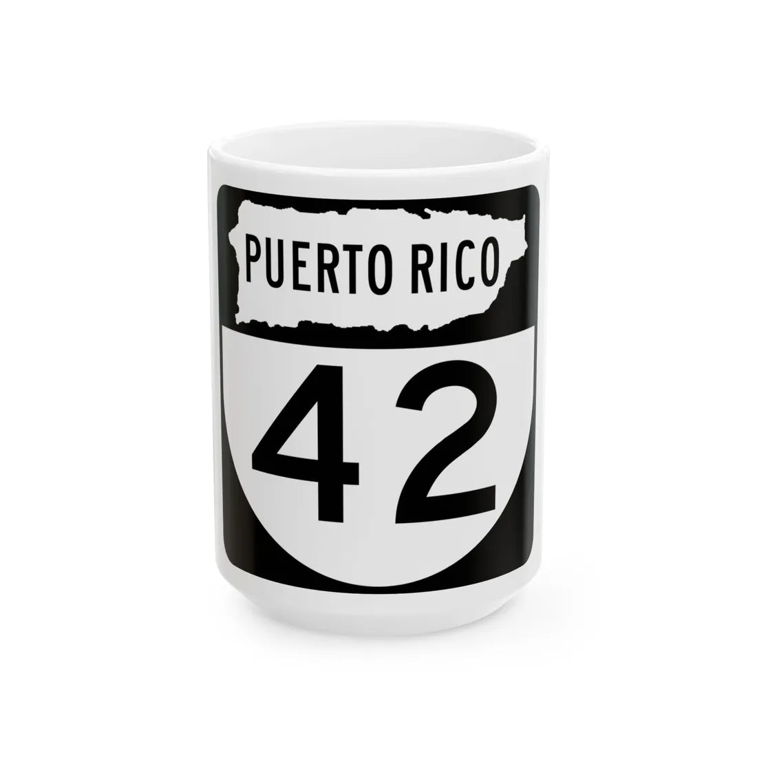 PR old 42 (Puerto Rico) (Road Sign) White Coffee Mug 15oz - Go Mug Yourself
