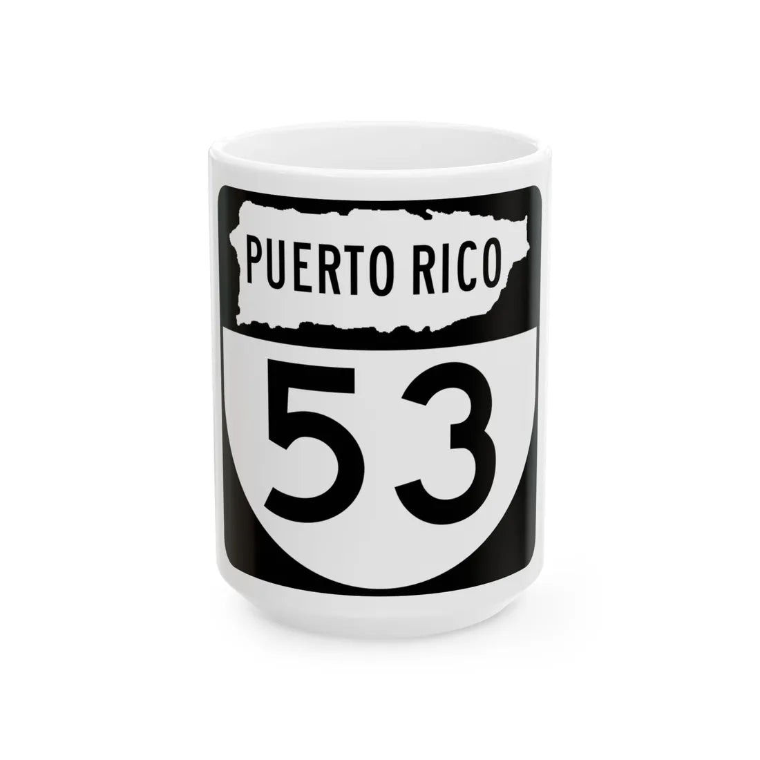 PR old 53 (Puerto Rico) (Road Sign) White Coffee Mug 15oz - Go Mug Yourself