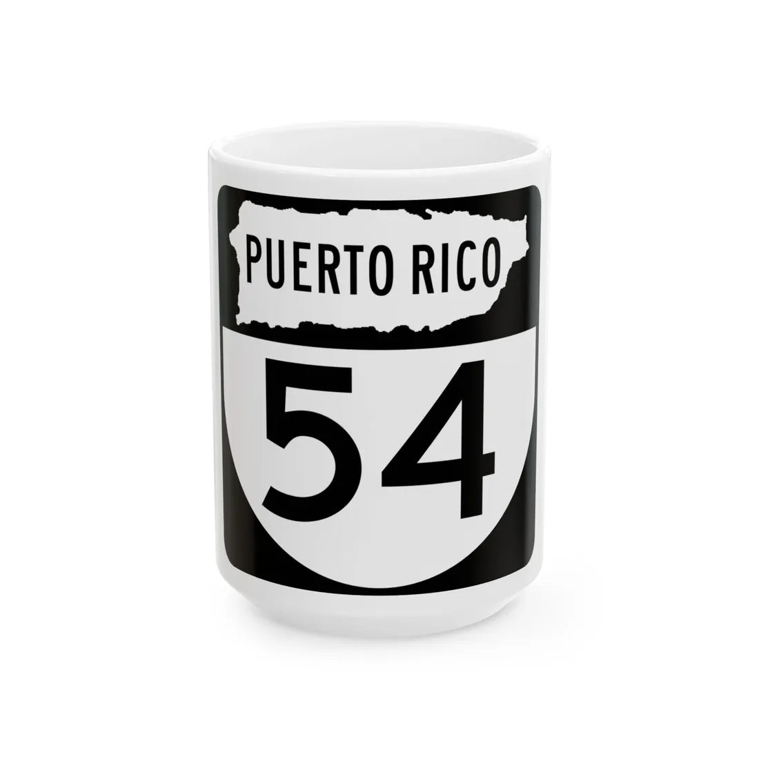 PR old 54 (Puerto Rico) (Road Sign) White Coffee Mug 15oz - Go Mug Yourself