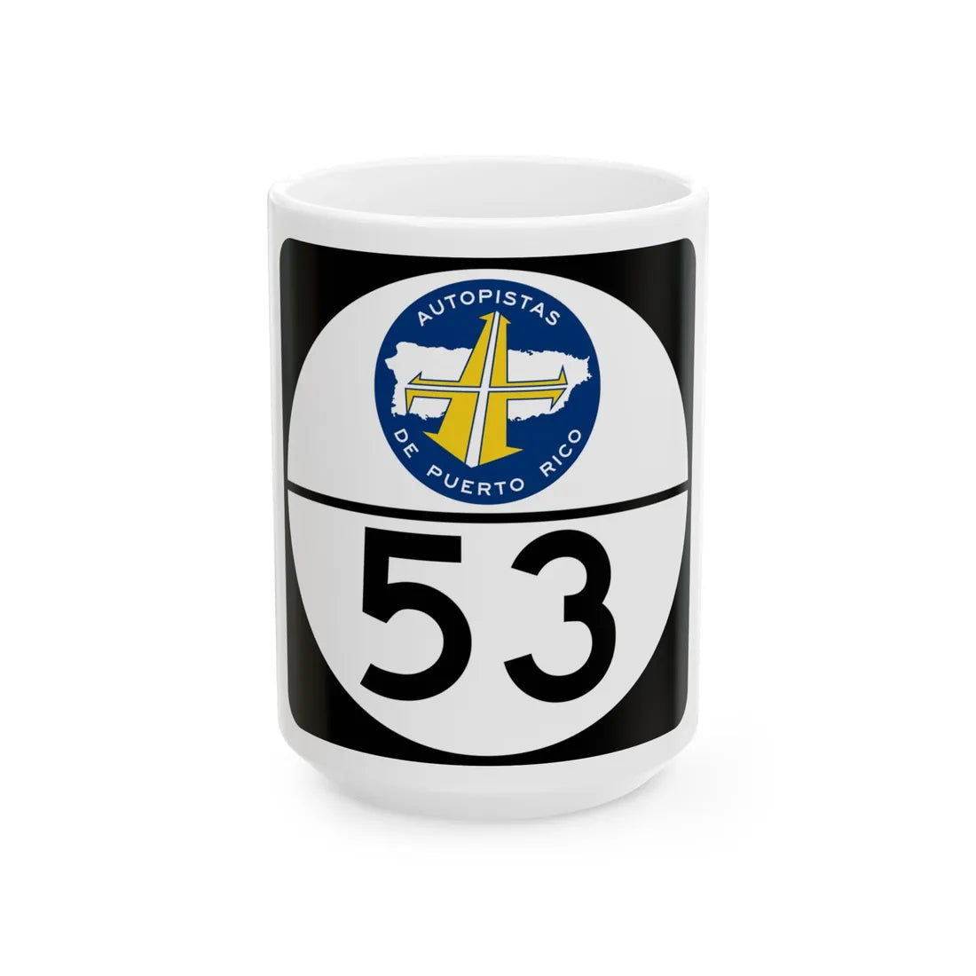 PR old toll road 53 (Puerto Rico) (Road Sign) White Coffee Mug 15oz - Go Mug Yourself