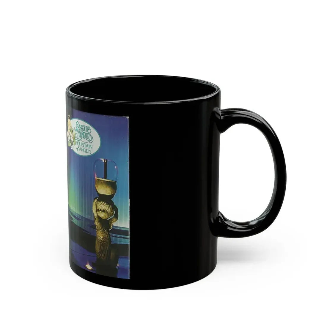 PRECIOUS MOMENTS FOUNTAIN OF ANGELS (VHS COVER) - Black Coffee Mug - Go Mug Yourself
