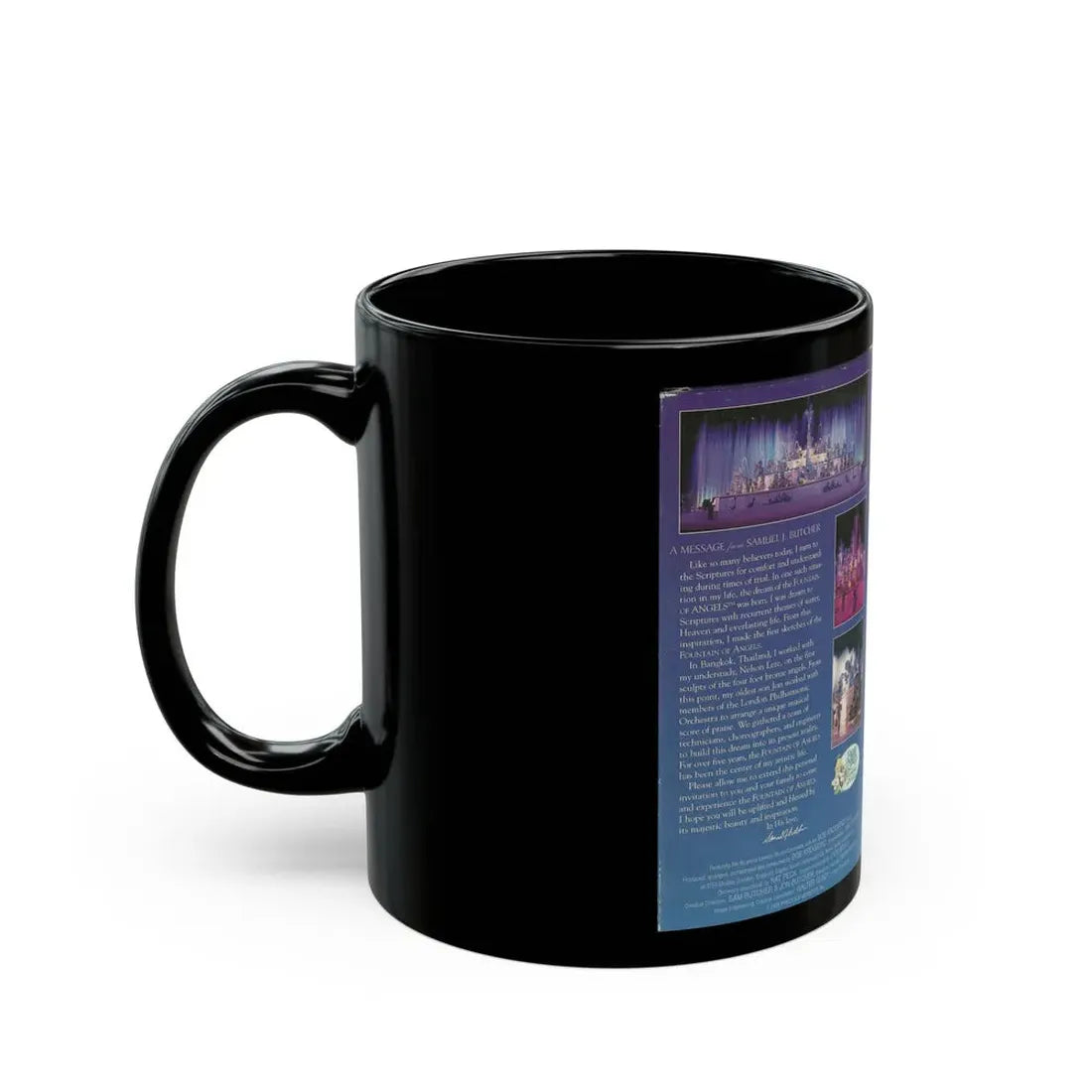 PRECIOUS MOMENTS FOUNTAIN OF ANGELS (VHS COVER) - Black Coffee Mug - Go Mug Yourself