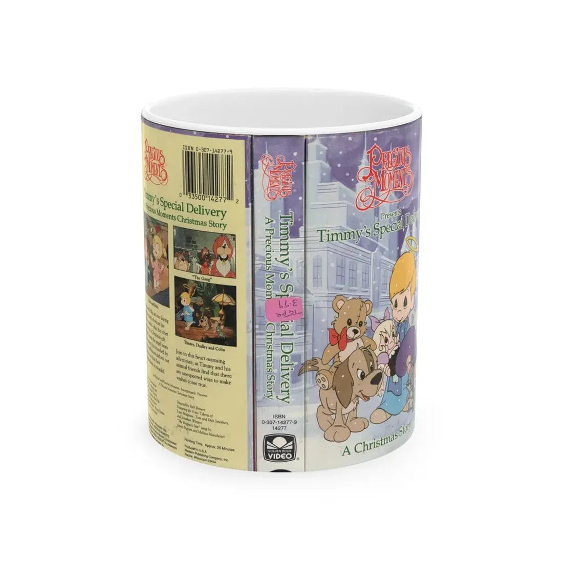 PRECIOUS MOMENTS PRESENTS TIMMYS SPECIAL DELIVERY (VHS COVER) - White Coffee Mug 11oz - Go Mug Yourself
