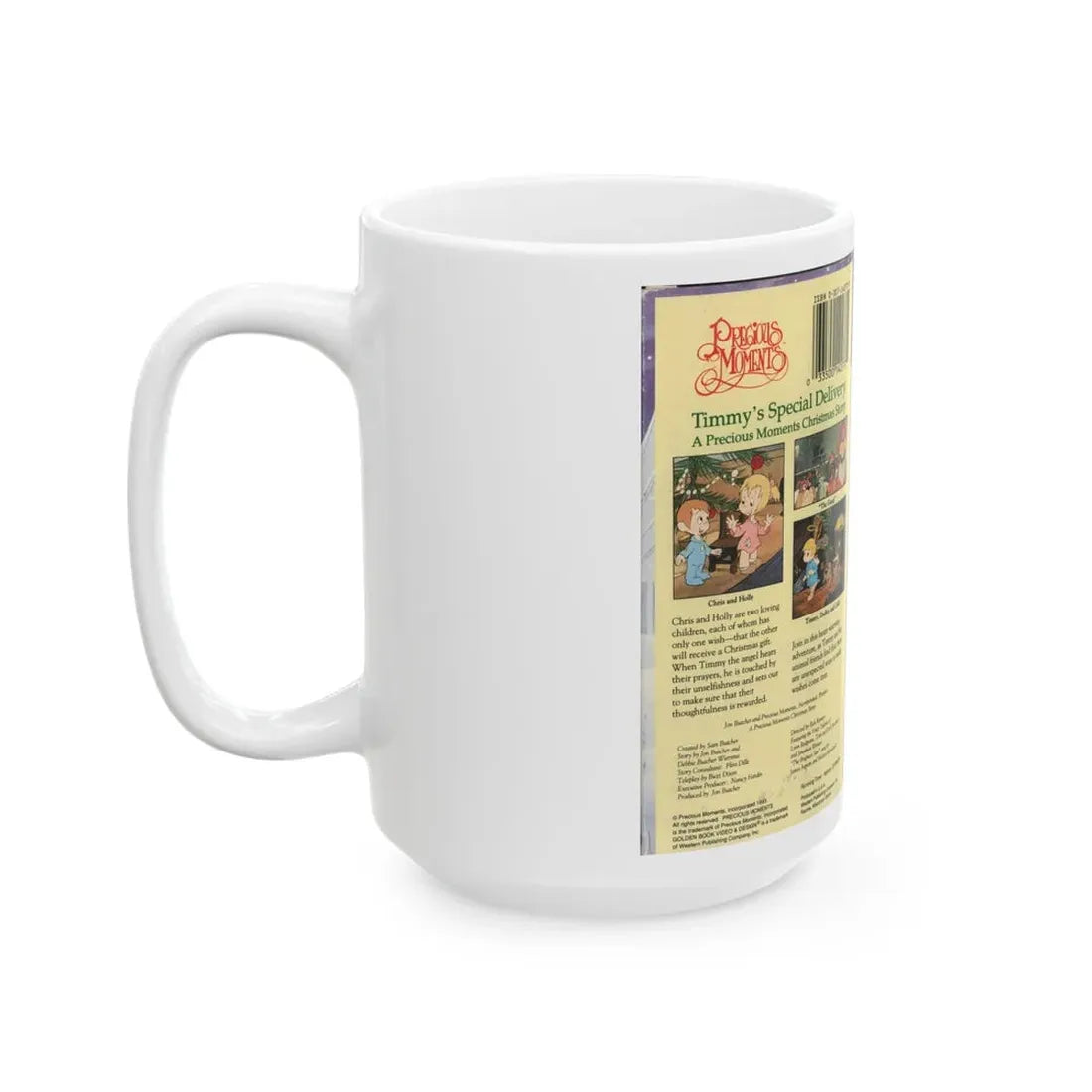 PRECIOUS MOMENTS PRESENTS TIMMYS SPECIAL DELIVERY (VHS COVER) - White Coffee Mug - Go Mug Yourself