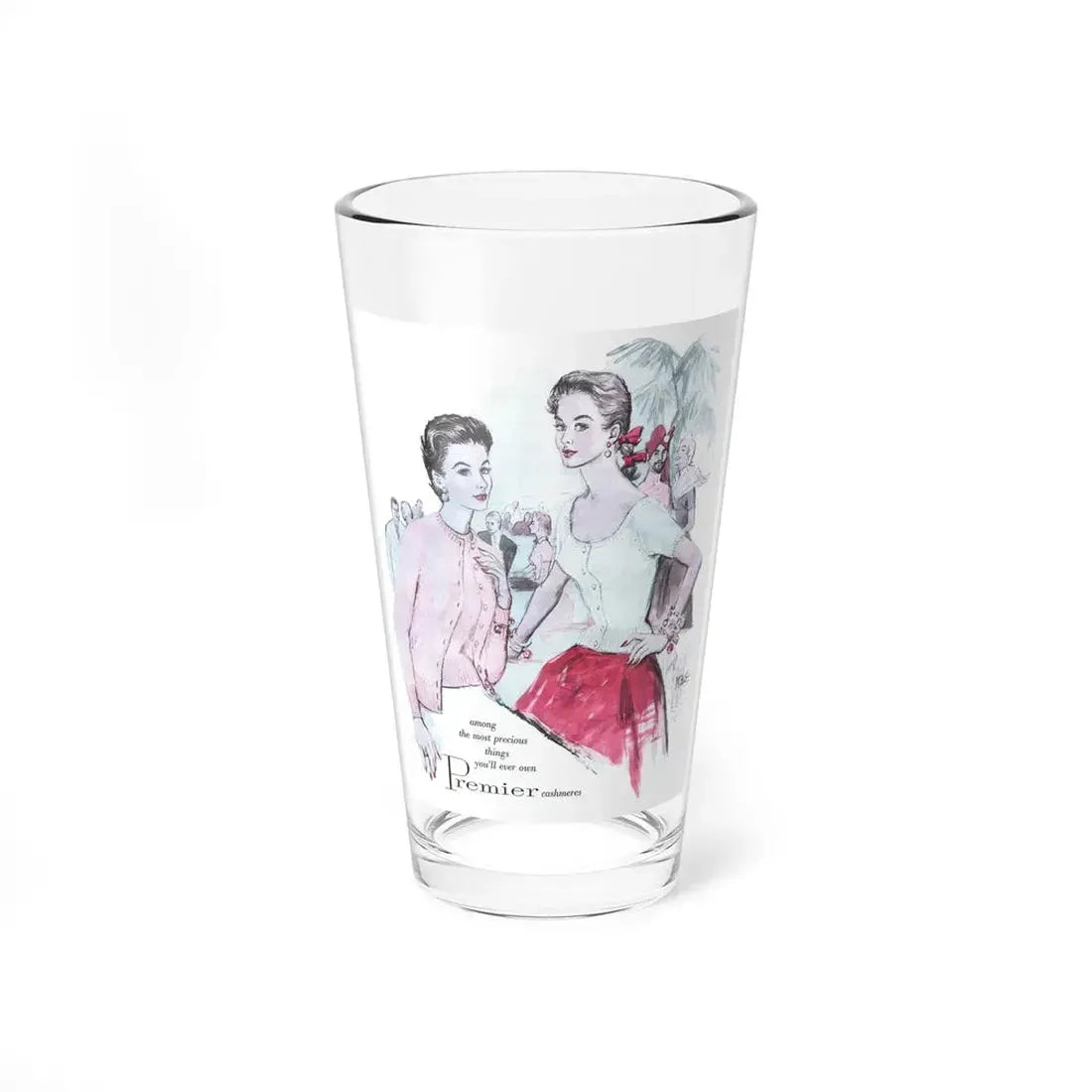 Premier Cashmeres advertisement, 1953 (Magazine Illustration) Pint Glass 16oz 16oz - Go Mug Yourself