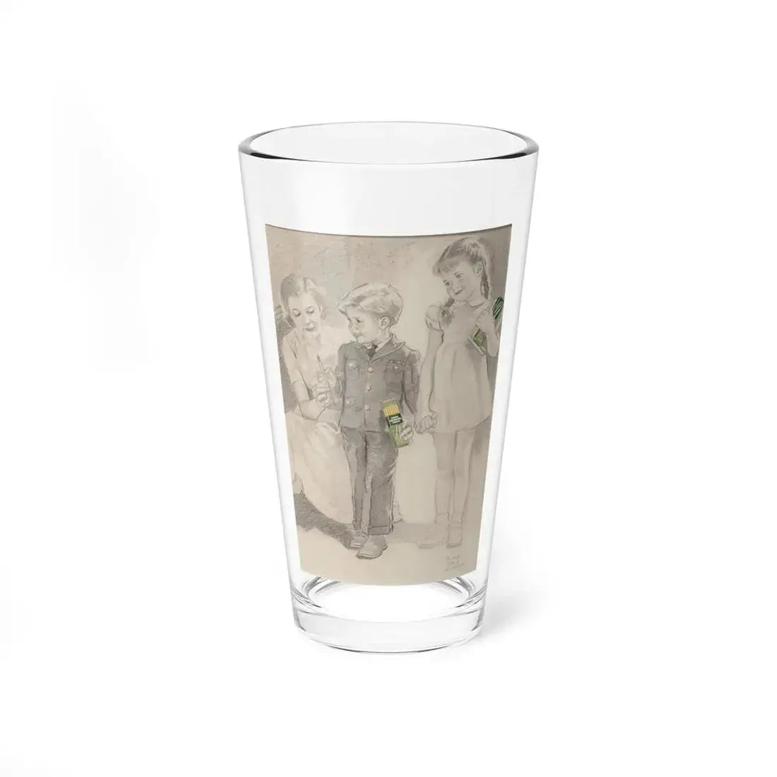 Preparing for School, pencil advertisement, circa 1930s-40s (Magazine Illustration) Pint Glass 16oz 16oz - Go Mug Yourself