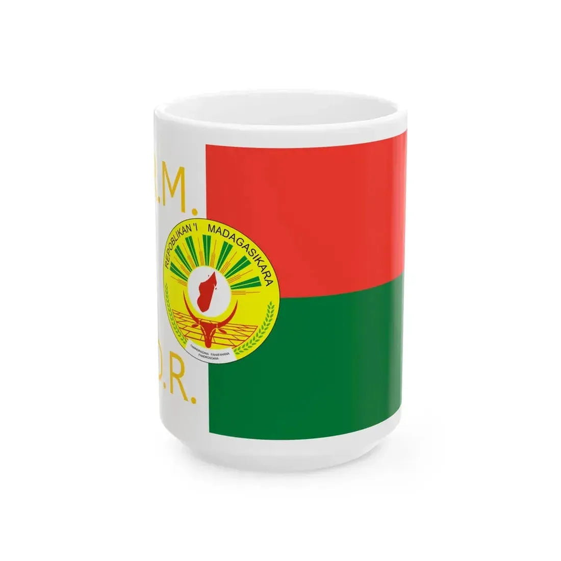 Presidential Standard of Madagascar 1998-2002 (Madagascar) White Coffee Mug 15oz - Go Mug Yourself