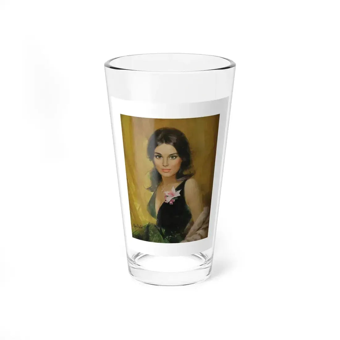Pretty Girl Portrait (Magazine Illustration) Pint Glass 16oz 16oz - Go Mug Yourself